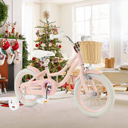 14-Inch Kids Bike with Training Wheels and Adjustable Handlebar Seat-Blue