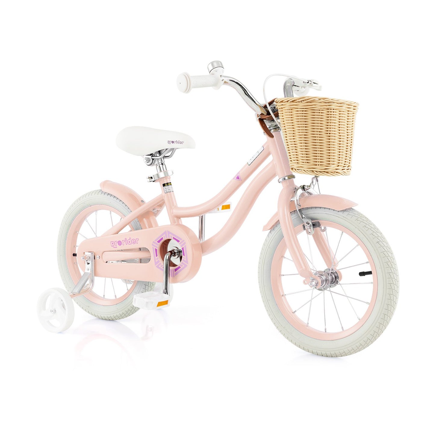 14-Inch Kids Bike with Training Wheels and Adjustable Handlebar Seat-Pink