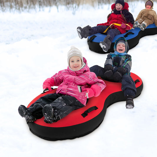80" 2-Person Inflatable Snow Sled for Kids and Adults-Red