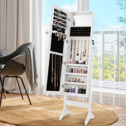 Standing Jewelry Cabinet with Full Length Mirror-Brown
