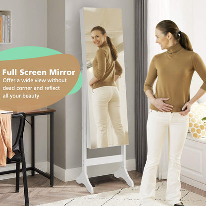Standing Jewelry Cabinet with Full Length Mirror-Brown