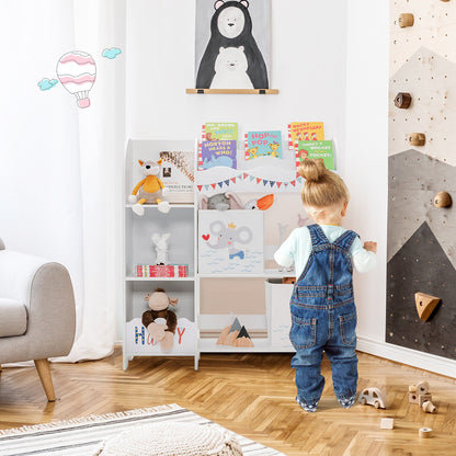 Kids Book Organizer Children Wooden Storage Cabinet with Storage Bins