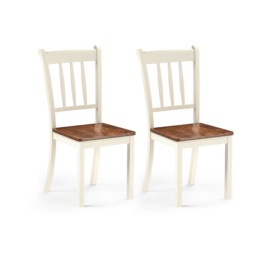 2 Pieces Solid Whitesburg Spindle Back Wood Dining Chairs-White