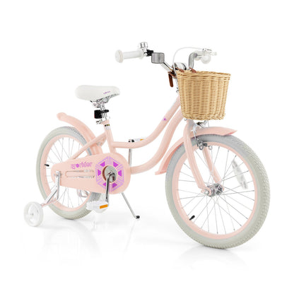 18-Inch Kids Bike with Training Wheels and Adjustable Handlebar Seat-Blue