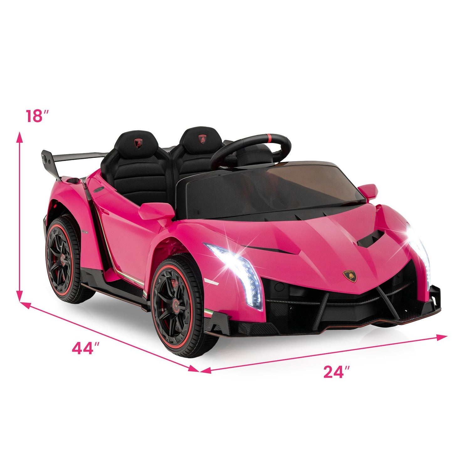 12V Licensed Lamborghini 4WD Kids Ride-on Sports Car with 2.4G Remote-Black