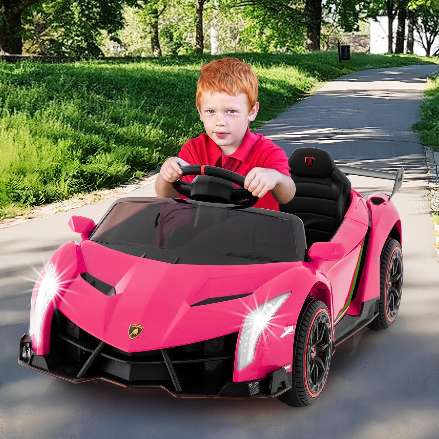 12V Licensed Lamborghini 4WD Kids Ride-on Sports Car with 2.4G Remote-Black