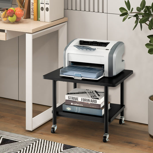 Under Desk Printer Stand with 4 Wheels and Locking Mechanism-Black