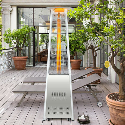 42 000 BTU Stainless Steel Pyramid Patio Heater With Wheels