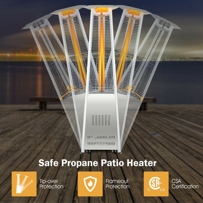 42 000 BTU Stainless Steel Pyramid Patio Heater With Wheels