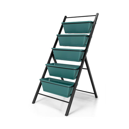 5-tier Vertical Garden Planter Box Elevated Raised Bed with 5 Container-Brown