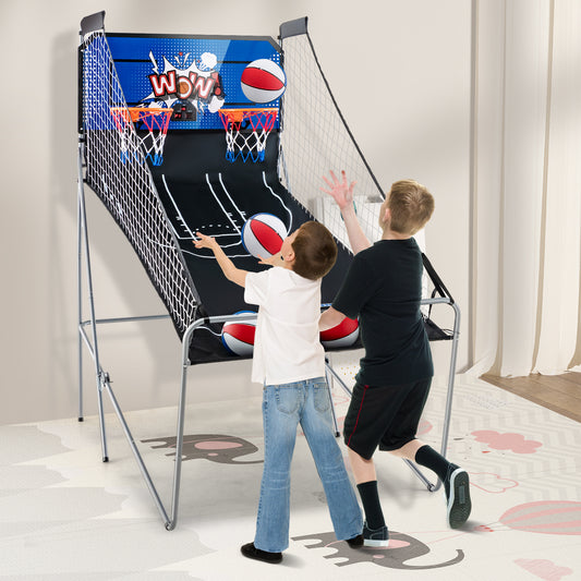 Dual Shot Basketball Arcade Game with 8 Game Modes and 4 Balls-Blue