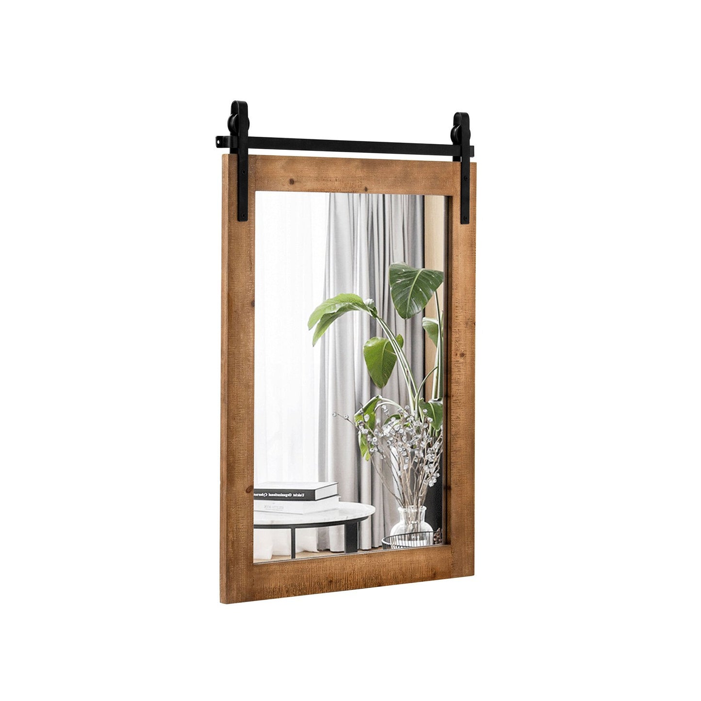 30 x 22 Inch Wall Mount Mirror with Wood Frame-Black