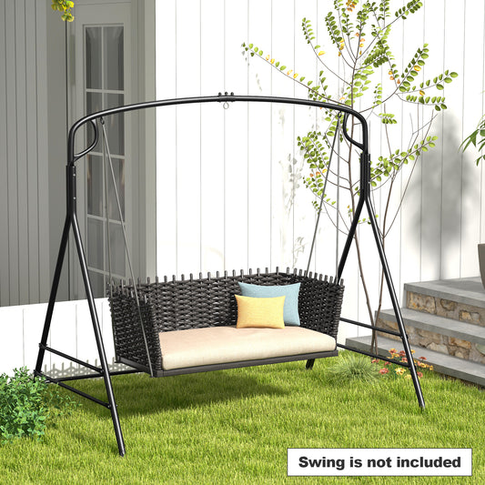 Outdoor Metal Swing Frame with Extra Side Bars-Black