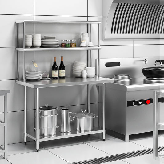 Stainless Steel Overshelf with Adjustable Lower Shelf for Home Kitchen