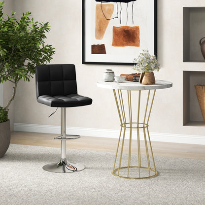Adjustable Swivel Bar Stool with PU Leather-Black