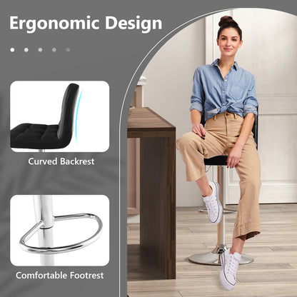 Adjustable Swivel Bar Stool with PU Leather-Black
