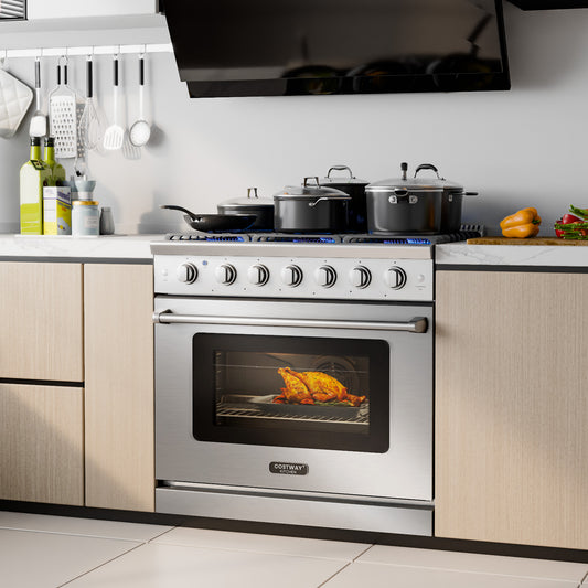 36 Inches Freestanding Natural Gas Range with 6 Burners Cooktop