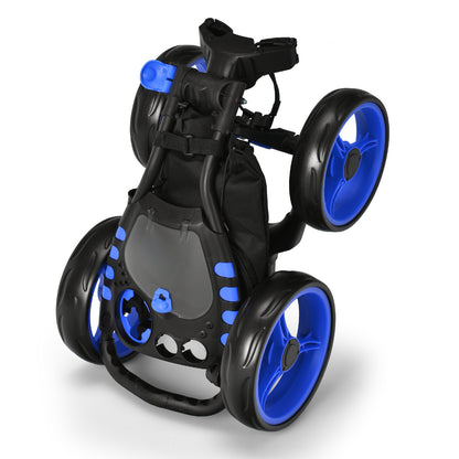 Lightweight Foldable Collapsible 4 Wheels Golf Push Cart-Blue