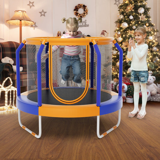 Mini Trampoline with Enclosure and Heavy-duty Metal Frame-Orange