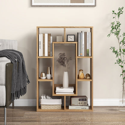7-Cube Geometric Bookshelf Modern Decorative Open Bookcase-Gray