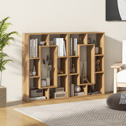 7-Cube Geometric Bookshelf Modern Decorative Open Bookcase-Gray