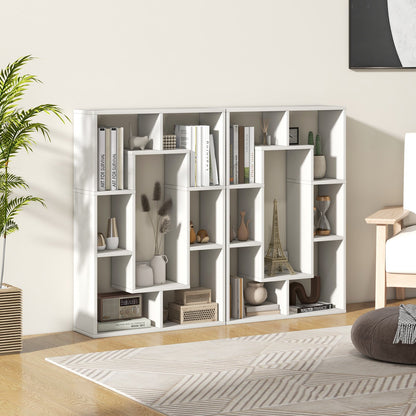 7-Cube Geometric Bookshelf Modern Decorative Open Bookcase-Gray