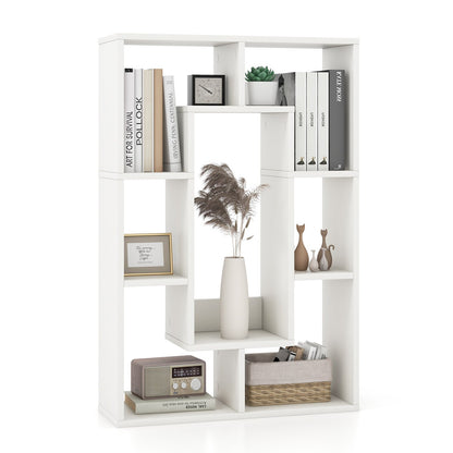 7-Cube Geometric Bookshelf Modern Decorative Open Bookcase-Gray