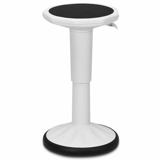 Adjustable Active Learning Stool Sitting Home Office Wobble Chair with Cushion Seat-White