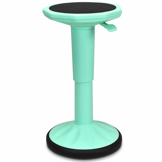 Adjustable Active Learning Stool Sitting Home Office Wobble Chair with Cushion Seat -Green
