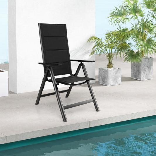 Outdoor Dining Chair with Soft Padded Seat and 7-Position Adjustable Backrest-Black