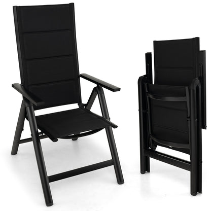 Outdoor Dining Chair with Soft Padded Seat and 7-Position Adjustable Backrest-Black