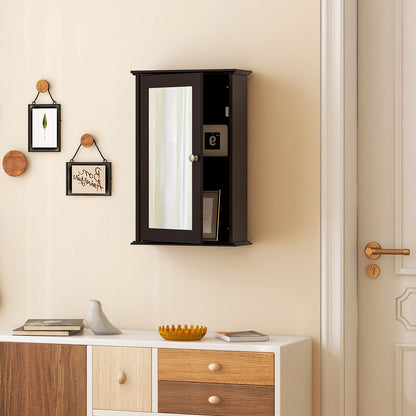 Bathroom Wall Cabinet with Single Mirror Door-Brown