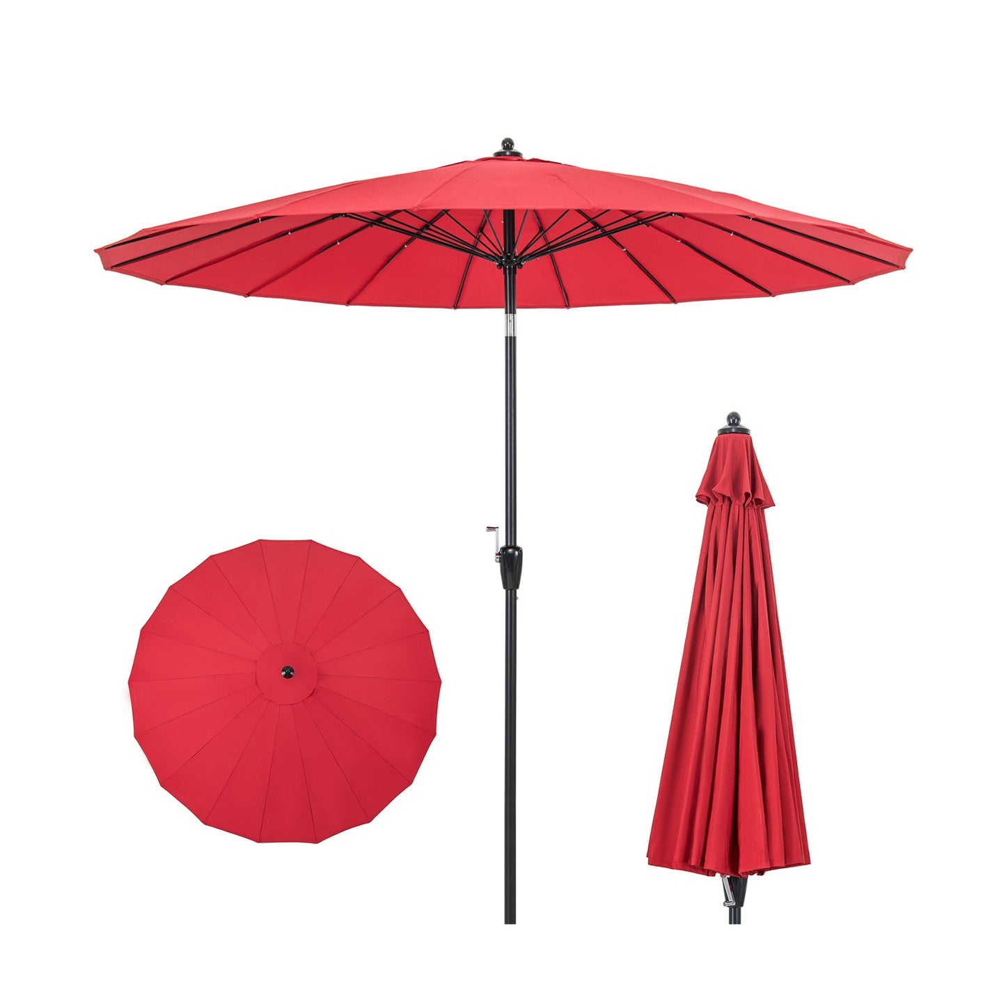 9 Feet Round Patio Umbrella with 18 Fiberglass Ribs-Navy
