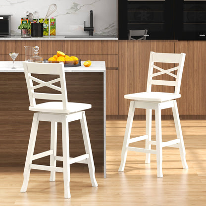 Swivel 24-Inch Counter Height Stool Set of 2 with Inclined Backrest-Walnut