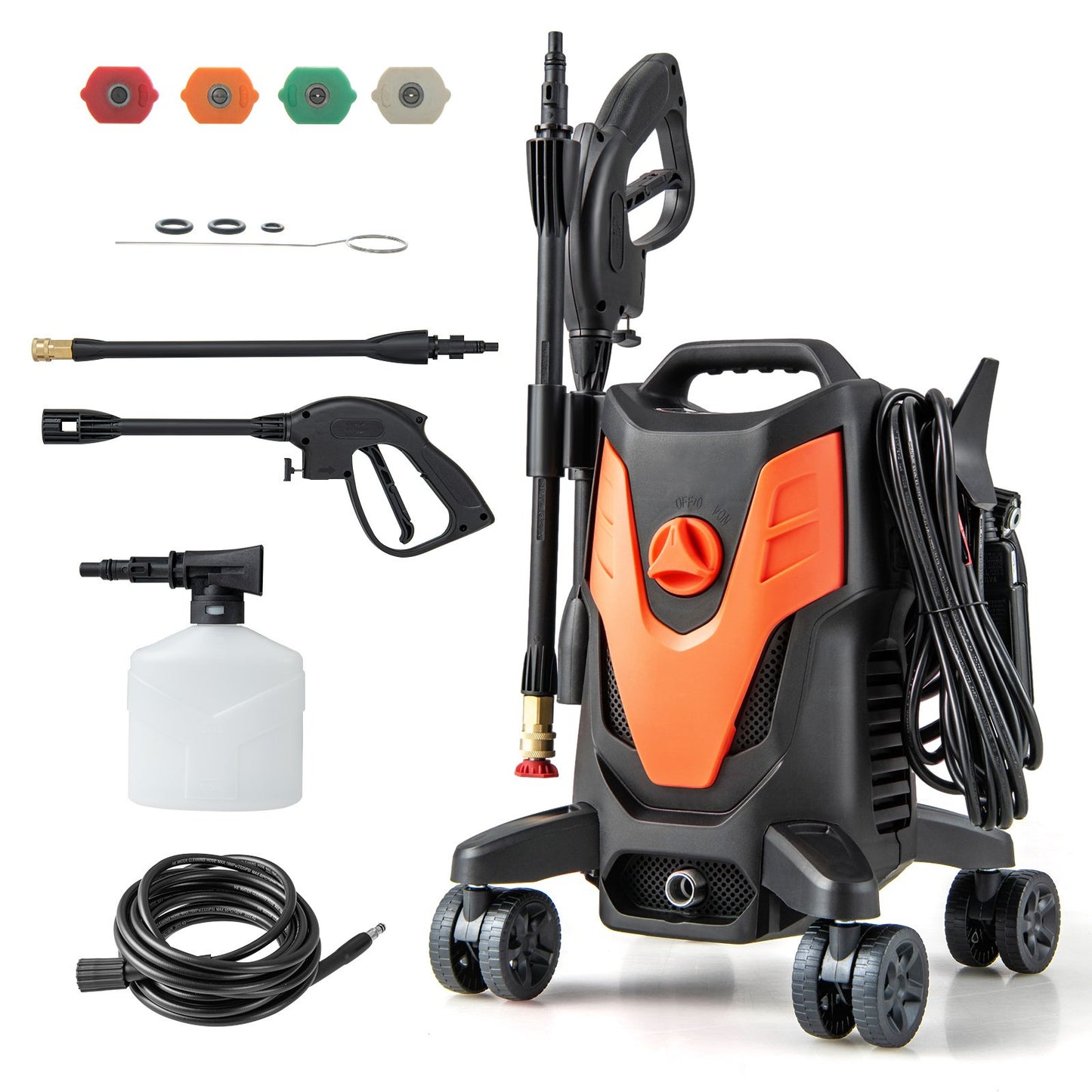 2400 PSI Electric Pressure Washer with 4 Universal Wheels-Green