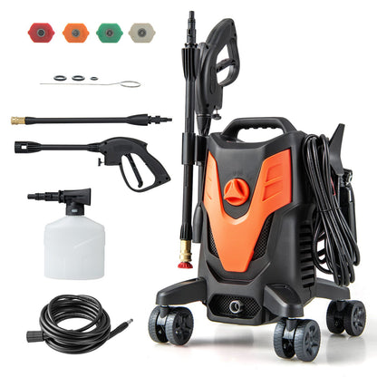 2400 PSI Electric Pressure Washer with 4 Universal Wheels-Green