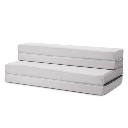 4 Inch Folding Sofa Bed Foam Mattress with Handles-Full XL