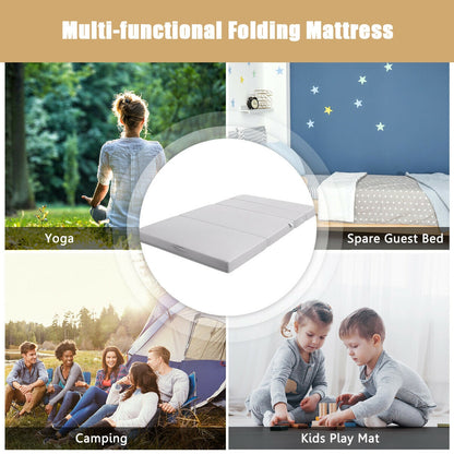 4 Inch Folding Sofa Bed Foam Mattress with Handles-Full XL