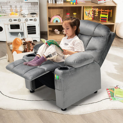 Kids Recliner Chair with Cup Holder and Footrest for Children-Beige