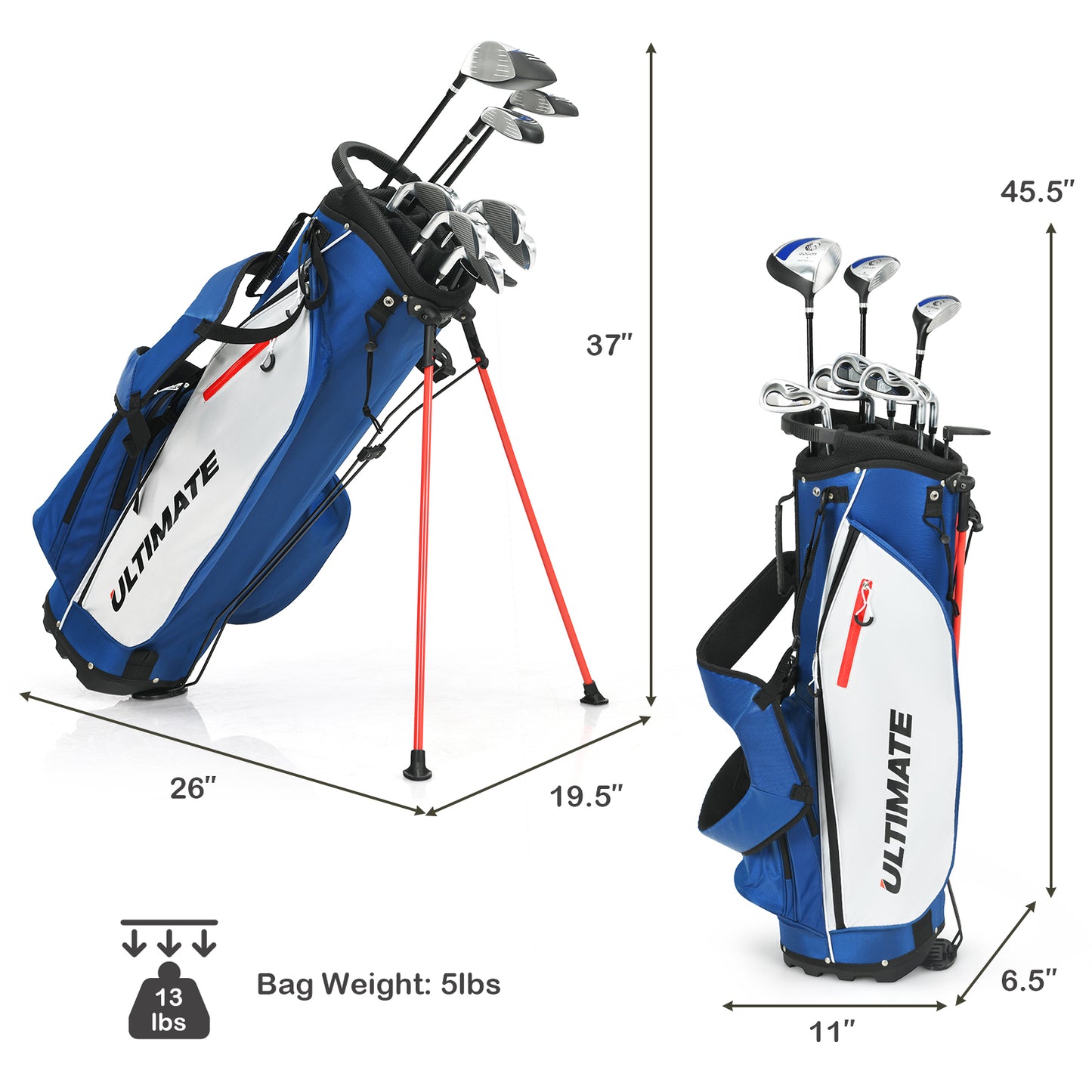 Men’s Profile Complete Golf Club Package Set Includes 10 Pieces-Blue