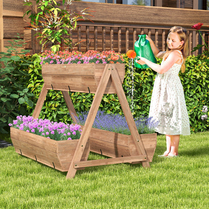Vertical Raised Garden bed with 3 Wooden Planter Boxes-L