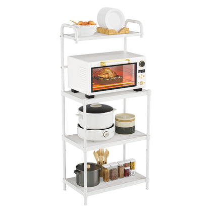 4-Tier Kitchen Microwave Storage Rack with Metal Shelves-Black