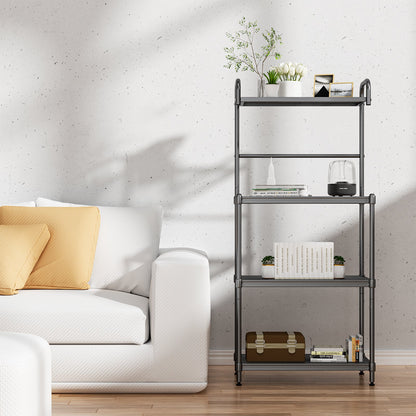 4-Tier Kitchen Microwave Storage Rack with Metal Shelves-Black