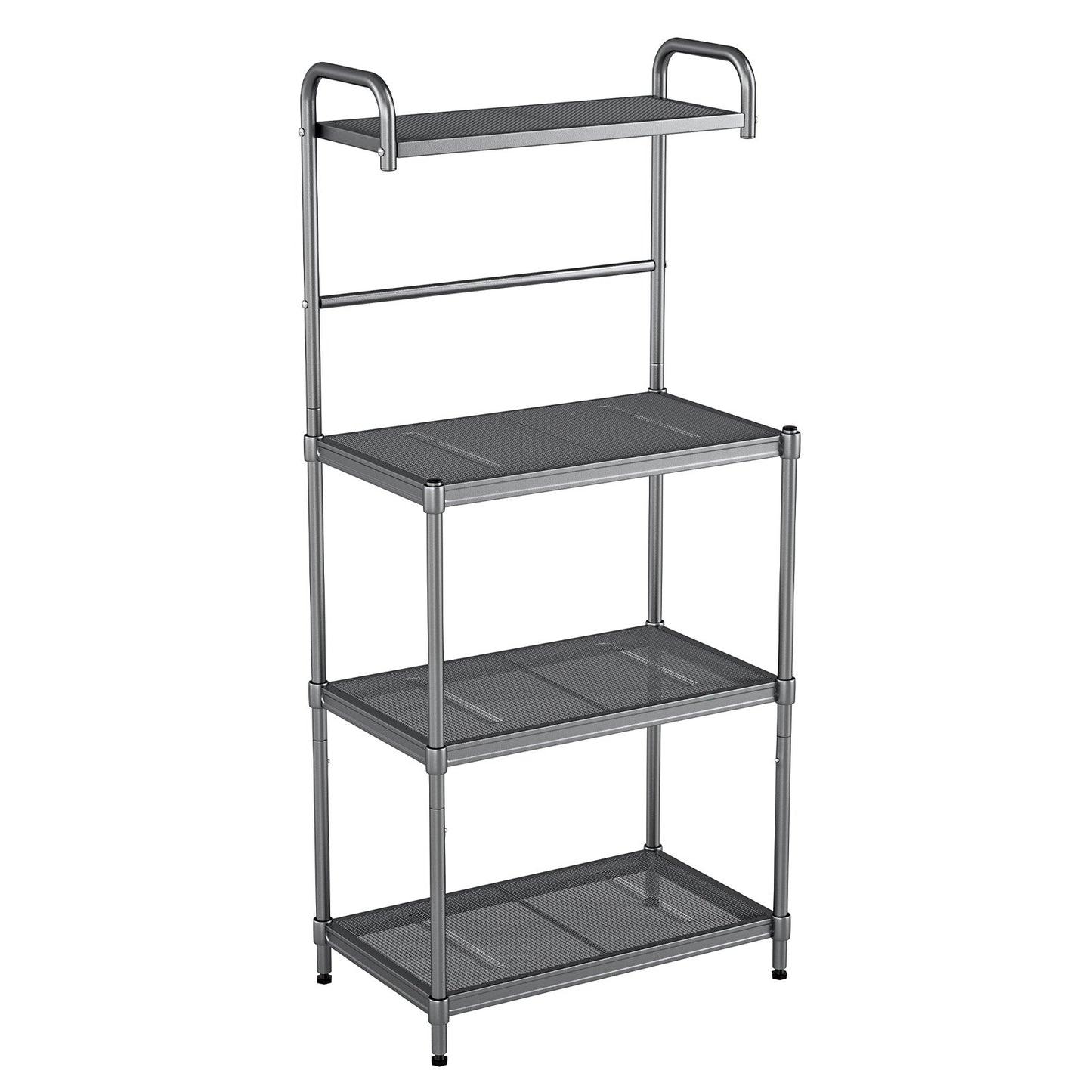 4-Tier Kitchen Microwave Storage Rack with Metal Shelves-Black