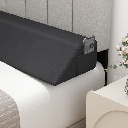 Full-size bed wedge pillow with storage bag, designed for bedroom comfort and support, by Wilsons Home Store.