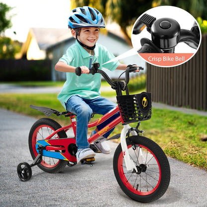 14 Inch Kids Bike with 2 Training Wheels for 3-5 Years Old-Black & White