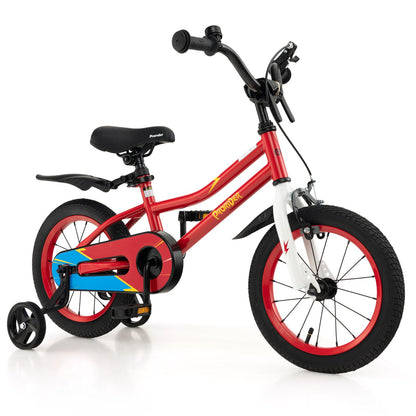 14 Inch Kids Bike with 2 Training Wheels for 3-5 Years Old-Black & White