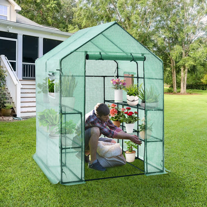 Walk-in Greenhouse 56 x 56 x 77 Inch Gardening with Observation Windows