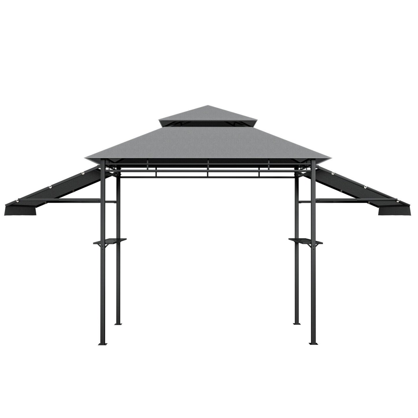 13.5 x 4 Feet Patio BBQ Grill Gazebo Canopy with Dual Side Awnings-Beige