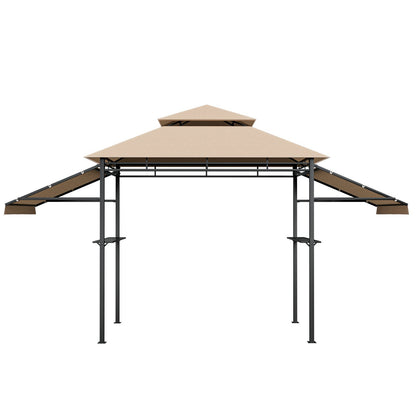 13.5 x 4 Feet Patio BBQ Grill Gazebo Canopy with Dual Side Awnings-Beige